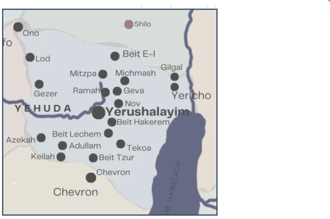 Map of Yehud - cities PNG